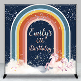 Lofaris Rainbow Unicorn Glitter Custom 6th Birthday Backdrop